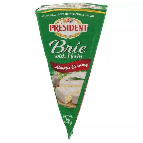 President Cheese, Soft-Ripened, Brie With Herbs, Wedge