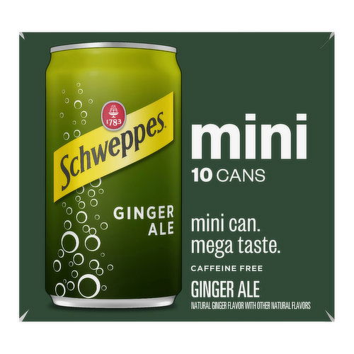 Schweppes Ginger Ale Soda, 7.5 fl oz Mini Cans (10-pack)