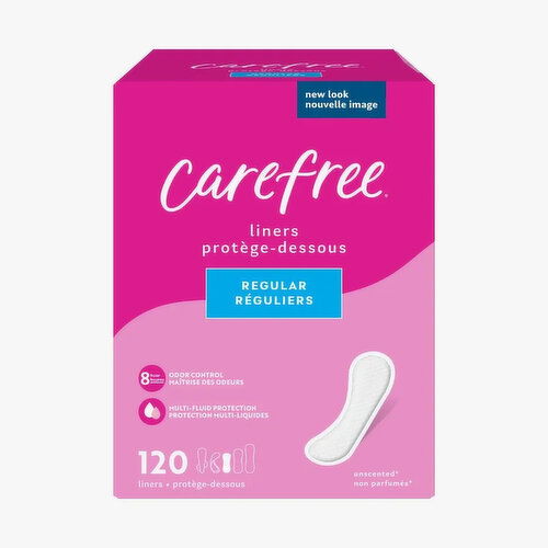 Carefree Panty Liners, Regular Liners, Unwrapped