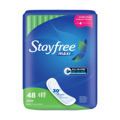 Stayfree Maxi Super Long Pads, Wingless