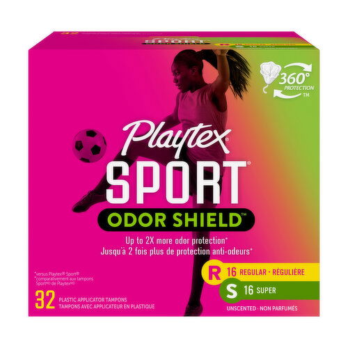 Playtex Sport Odor Shield Tampons, Regular & Super Absorbency