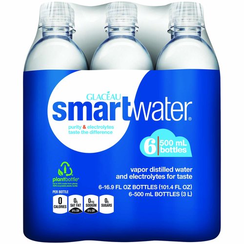 Glaceau Distilled Smartwater, Bottles (Pack of 6)