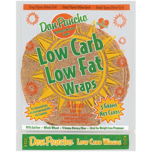 Don Pancho Low Carb Low Fat Wraps, Whole Wheat, 10"