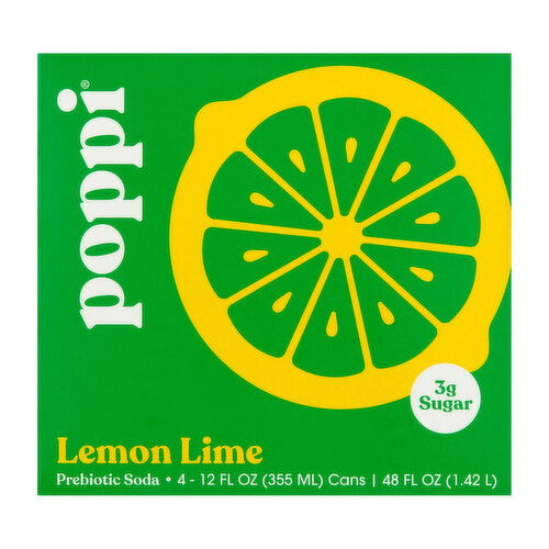 Poppi Lemon Lime Prebiotic Soda (4-pack)