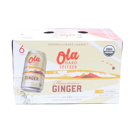 Ola Hard Seltzer, Hawaiian Ginger, Cans (Pack of 6)