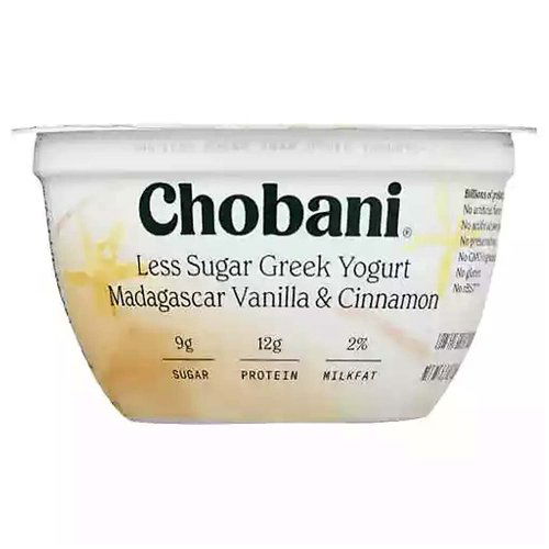 Chobani Low-Fat Greek Yogurt, Less Sugar, Madagascar Vanilla & Cinnamon