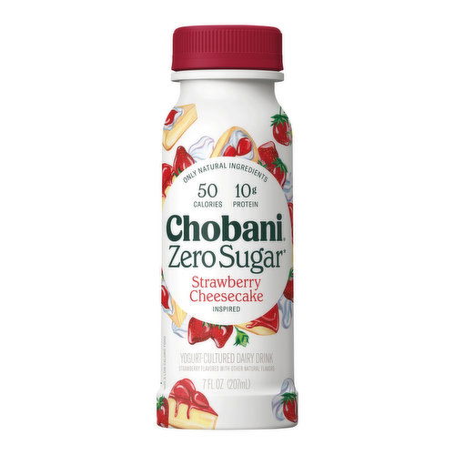 Chobani Zero Sugar Strawberry Cheesecake Inspired Yogurt-Cultured Dairy Drink