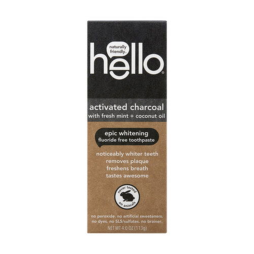 Hello Activated Charcoal Epic Whitening Fluoride Free Toothpaste