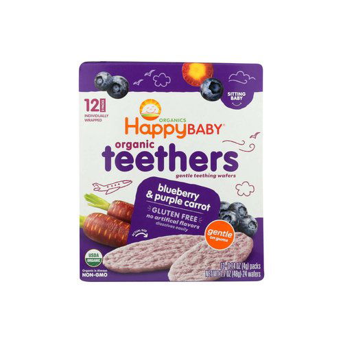 HappyBaby Organics Teething Wafers, Blueberry & Purple Carrot