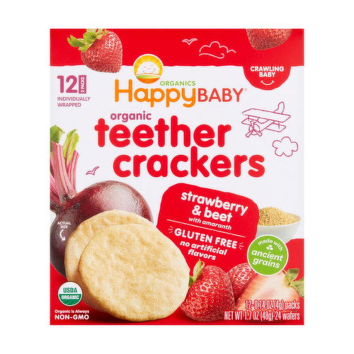 Happy Baby Organics Strawberry Beet Organic Teether Crackers