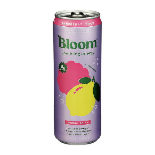 Bloom Energy Raspberry Lemon Sparkling Energy Drink 12oz