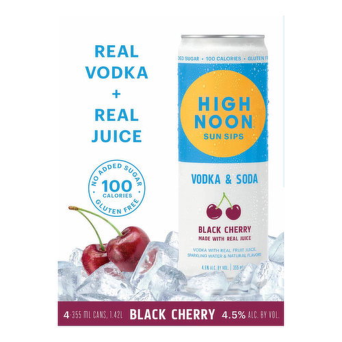 High Noon Vodka, Black Cherry, Cans (4-pack)