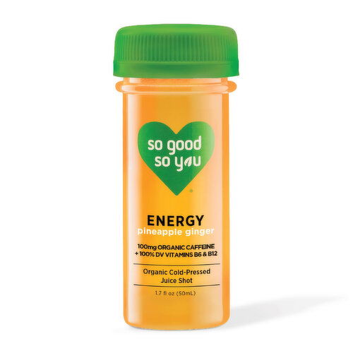 So Good So You Energy Pineapple Ginger Cold Pressed Juice Shot