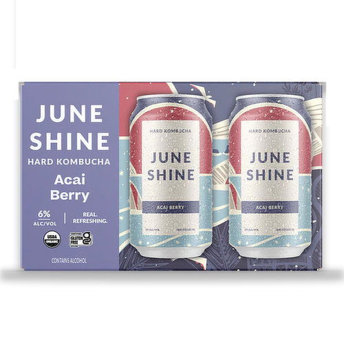 JuneShine Organic Hard Kombucha, Acai Berry (6-pack)