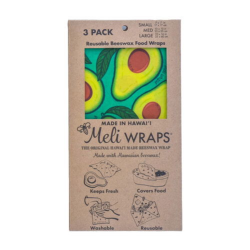 Meli Wraps Beeswax Food Wraps 3pk Avocado