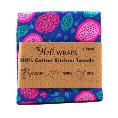 Meli Wraps 2pk Kitchen Towel Set - Dragonfruit