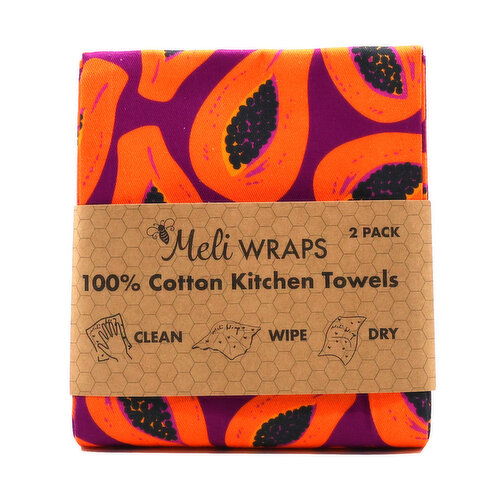Meli Wraps 2pk Kitchen Towel Set - Papaya