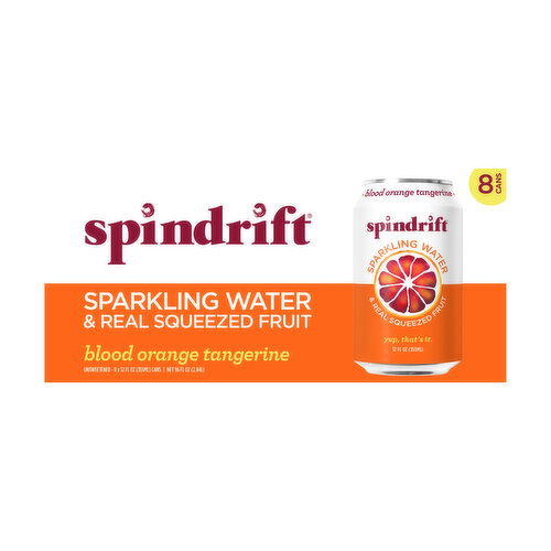 Spindrift Unsweetened Blood Orange Tangerine Sparkling Water, 8-count