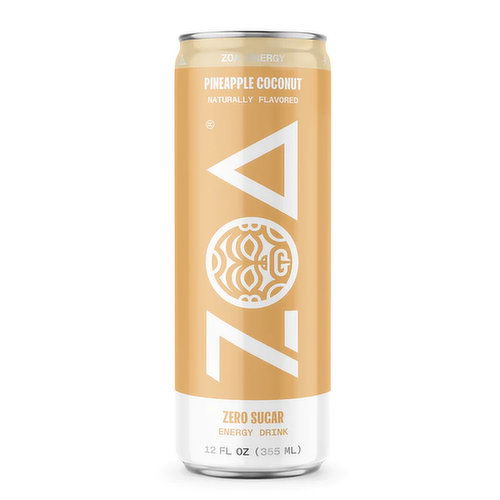 ZOA Zero Sugar Pineapple Coconut Energy Drink