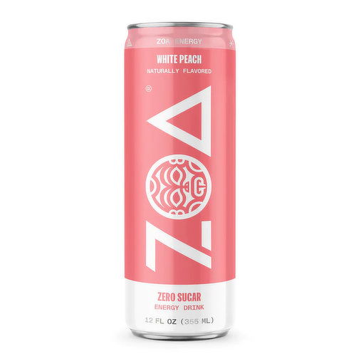 ZOA Zero Sugar White Peach Energy Drink