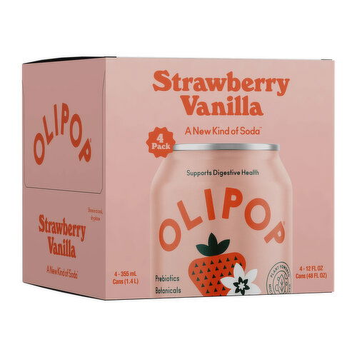 Olipop Strawberry Vanilla, 4-pack
