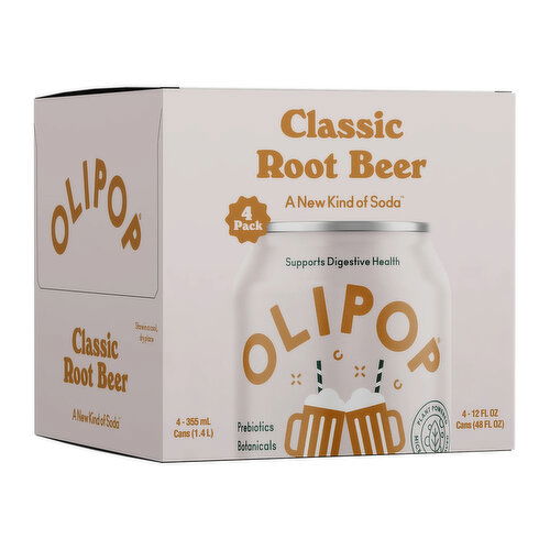 Olipop Classic Root Beer, 4-pack
