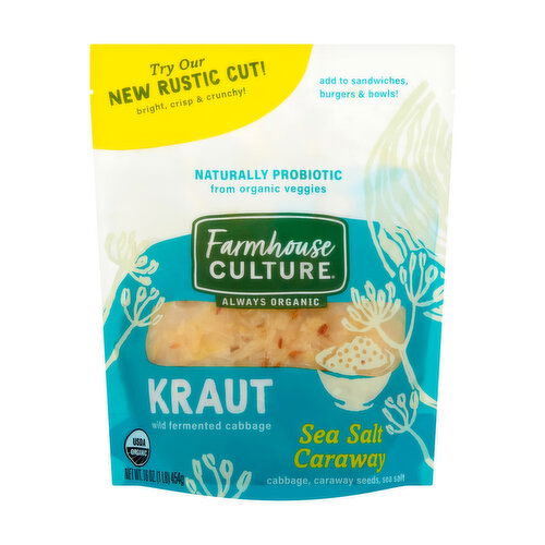 Farmhouse Culture Sea Salt Caraway Kraut Wild Fermented Cabbage