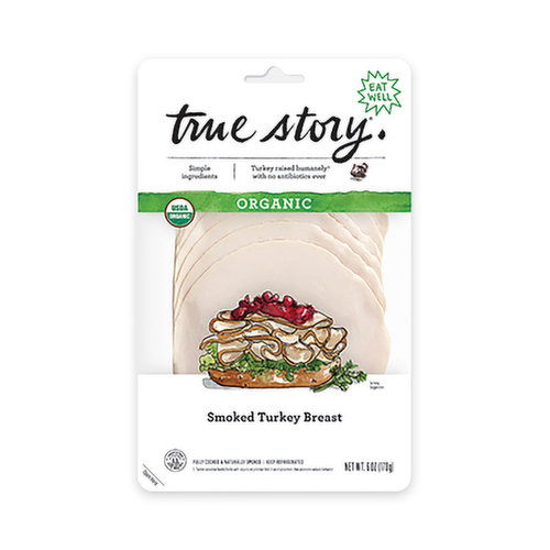 True Story Organic Smoked Turkey Breast, Sliced