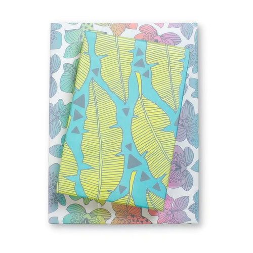 Wrapping Paper Tropical Leaves/Rainbow Orchids