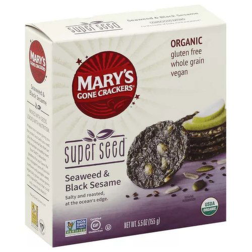 Mary's Gone Crackers  Super Seed Crcakers Seaweed Sesame