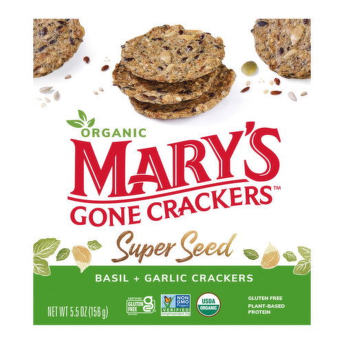 Mary's Gone Crackers Super Seed Crackers, Basil Garlic