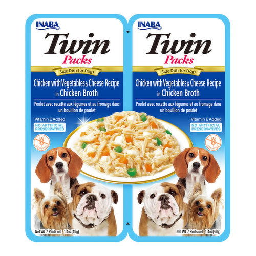 Inaba Dog Food Twin Packs - Chicken with Vegetables & Cheese Recipe in Chicken Broth