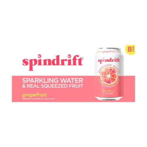 Spindrift Grapefruit Unsweetened Sparkling Water, 8-count