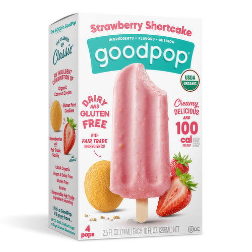 Goodpop Frozen Pops Organic Strawberry Shortcake