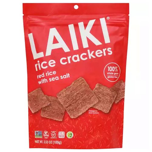 Laiki Red Rice Crackers, Sea Salt