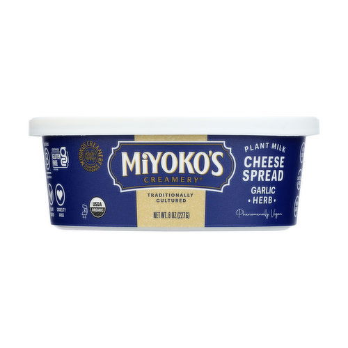 Miyoko's Creamery Garlic Herb Plant Milk Cheese Spread