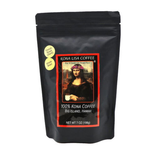 Kona Lisa French Roast Coffee, Whole Bean