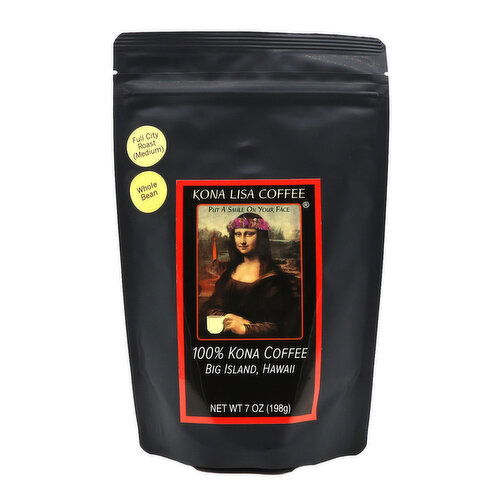 Kona Lisa Full City Roast Coffee, Whole Bean