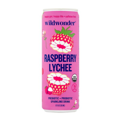 Wildwonder Raspberry Lychee Probiotic Sparkling Drink