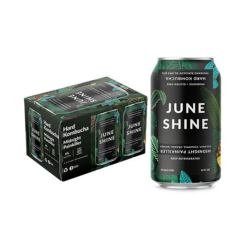 JuneShine Organic Hard Kombucha, Midnight Painkiller (6-pack)