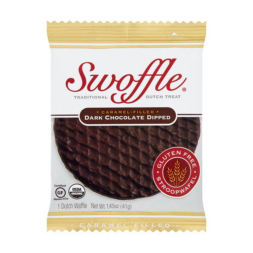 Swoffle Caramel-Filled Dark Chocolate Dipped Dutch Waffle