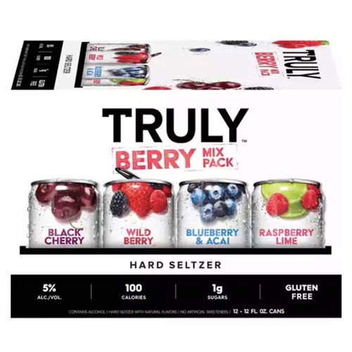 Truly Hard Seltzer Berry Mix Pack, Cans (Pack of 12)