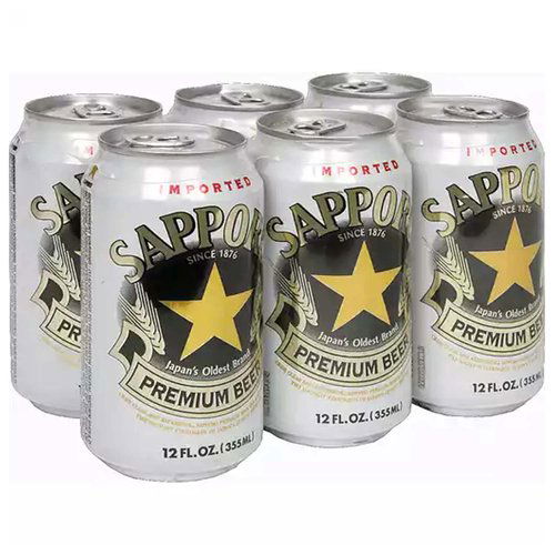 Sapporo Premium Beer, Cans (Pack of 6)