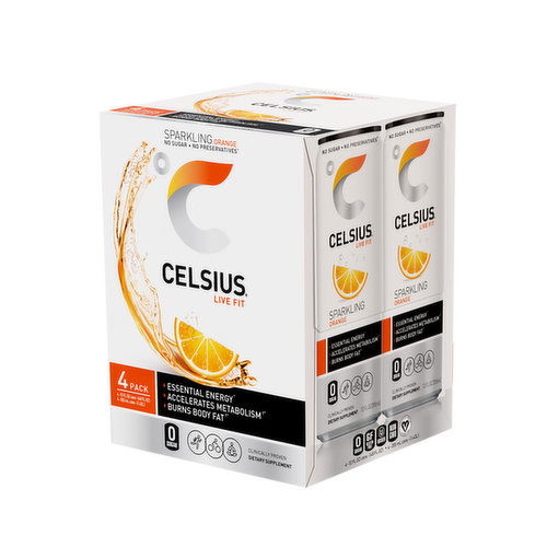 Celsius Live Fit Orange Energy Drink (4-pack)