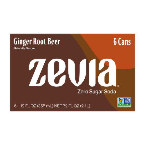 Zevia Ginger Root Beer Zero Sugar Soda (6-pack)