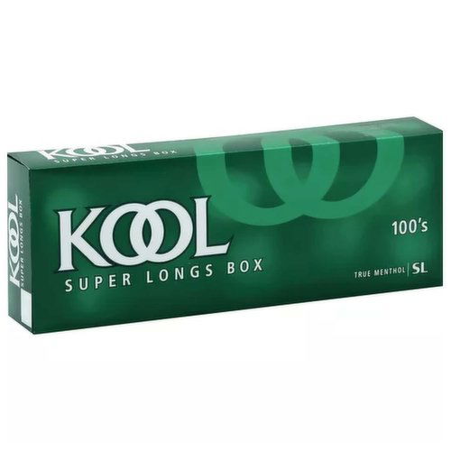 Kool Super Longs Cigarettes, True Menthol, 100's, Box