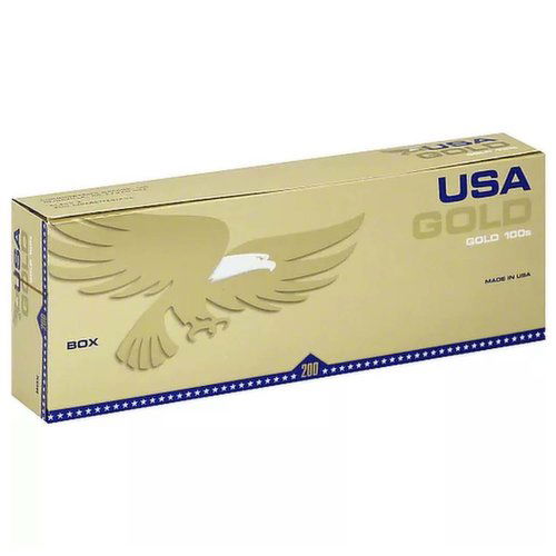 USA Gold Gold Cigarette, 100's, Box