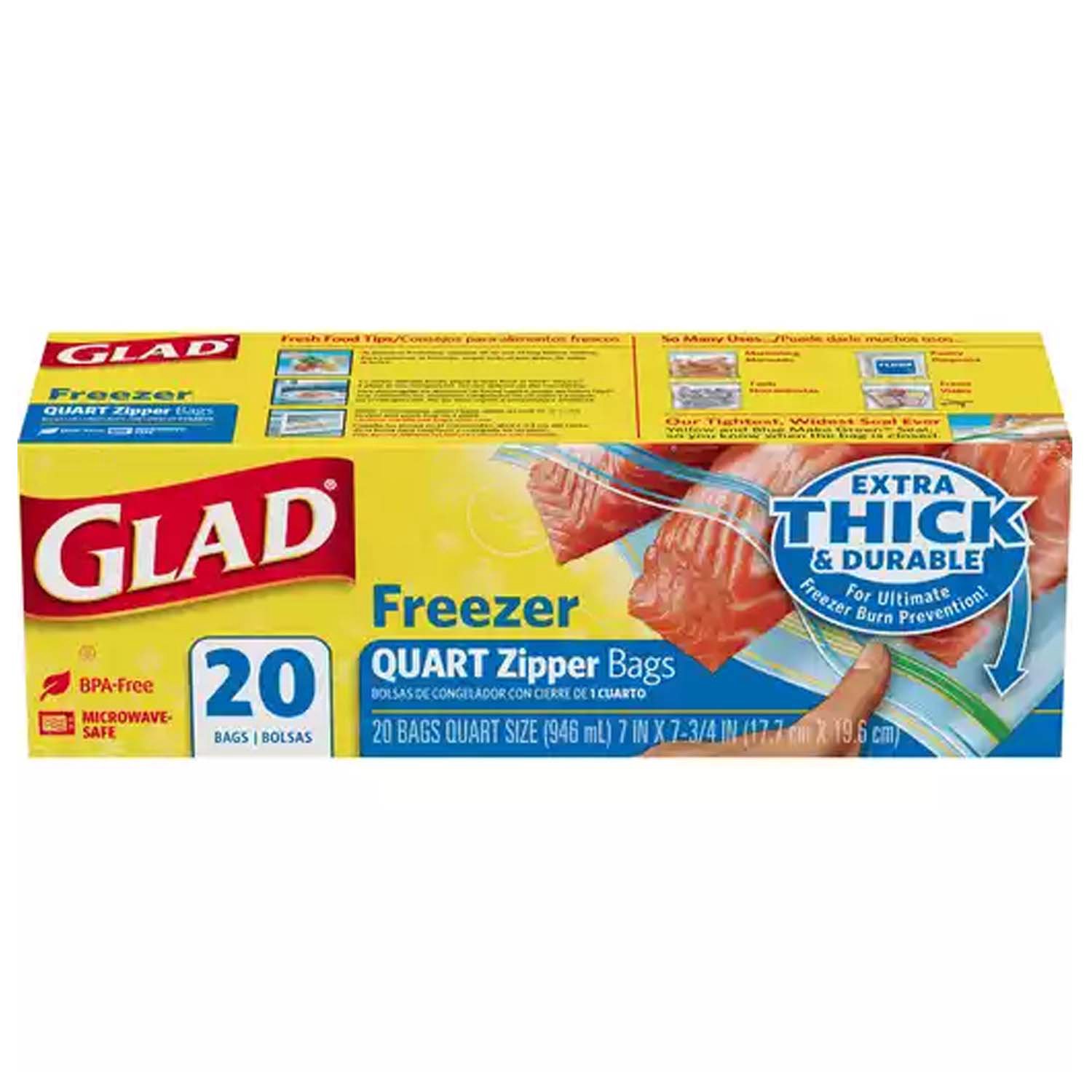Glad Quart Zipper Bag, Extra Wide Seal Freezer - Foodland