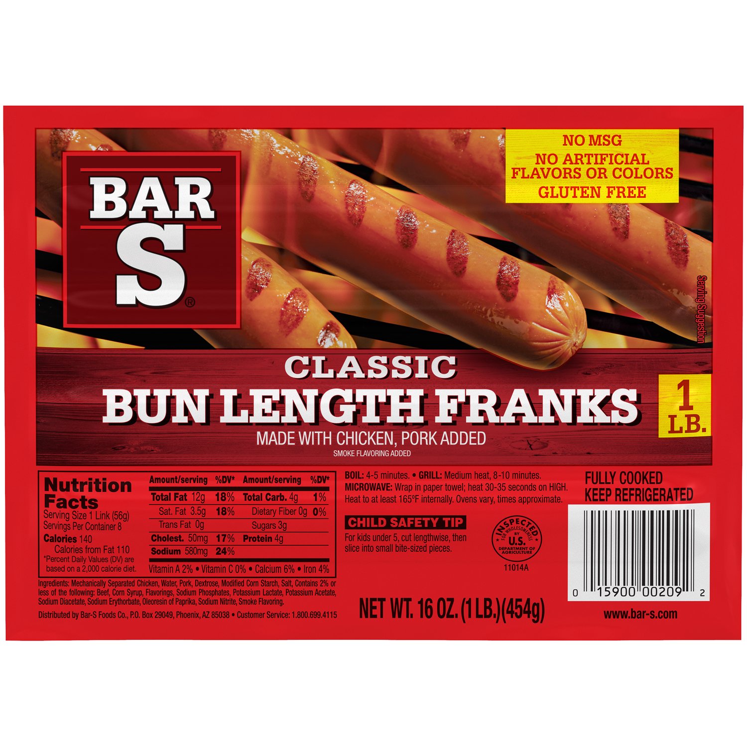 MD オーサムポッサム Bar-S Classic Bun Length Franks - Foodland