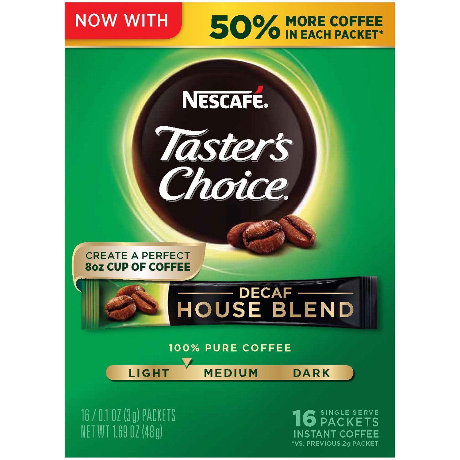 Nescafe Taster's Choice House Blend Instant Coffee, Decaf, Medium